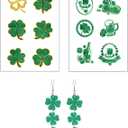 3 x St Patricks Day Sparkly Earrings & 12 patterns Glitter St. Patrick's Day TattoosShamrock Holiday ElementsGreen Gift Bag Shamrock Dangle for Women, Accessories Good Luck Tattoos Hoop