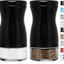 Salt and Pepper Shakers Set with Adjustable Pour Holes by CHEFVANTAGE - Black