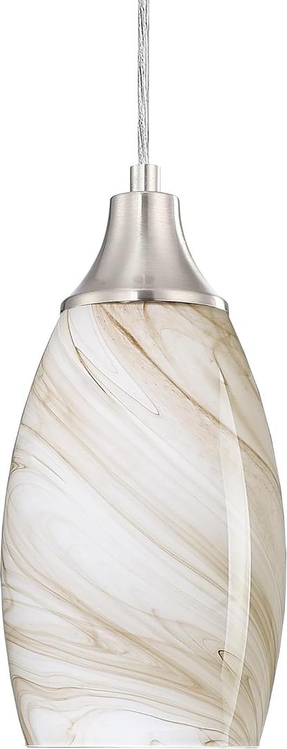 karyfine Mini Pendant Lights Kitchen Island Beige Marble Glass Lamp Shade Hand Blown Glass Pendant Light with Brush Nickel Finish Adjustable Cord for Kitchen Over Sink Hallway,Dining Room