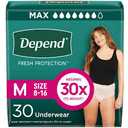 Depend Fresh Protection Adult Diapers, Incontinence Underwear for Women, Disposable, Maximum, Medium, Blush, 30 Count 