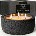 Viyffo 20oz Large Scented Candle - Sage & Eucalyptus, 3 Wick Home Scented Candle, Non Toxic Soy, Black Textured Ceramic Jar, Luxury Fragrance, Modern Home DÃ©cor & Spring Gift for Men and Women