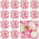 3D Flower Wall Backdrop - 12Pcs 1515 Inch Artificial Rose Panels Pink & White Silk Floral Decor for Home Party Wedding Anniversary Birthday Photographic Studio Background & Decorative Fences