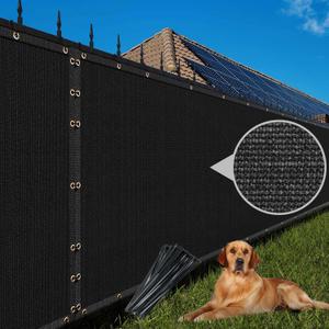 Kingsyard Privacy Fence Screen 4x50FT, Heavy Duty Fencing Shade Cover with Brass Grommet, 170GSM 90% Outdoor Mesh Shade Net for Balcony, Backyard, Patio, Garden Fence, Pool, Zip Ties Included, Black (4'*50')