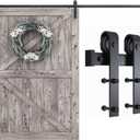 SMARTSTANDARD 9 Feet Heavy Duty Sturdy Sliding Barn Door Hardware Kit-Smoothly and Quietly-includes Detailed Installation Fit 54" Wide Doorpanel (J Shape Hanger) Black