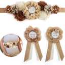 Mommy to Be Sash, 3PCS Teddy Baby Shower decorations favors for Girl - Mom to be sash shower for Boy, Brown Teddy Photo Props Gift