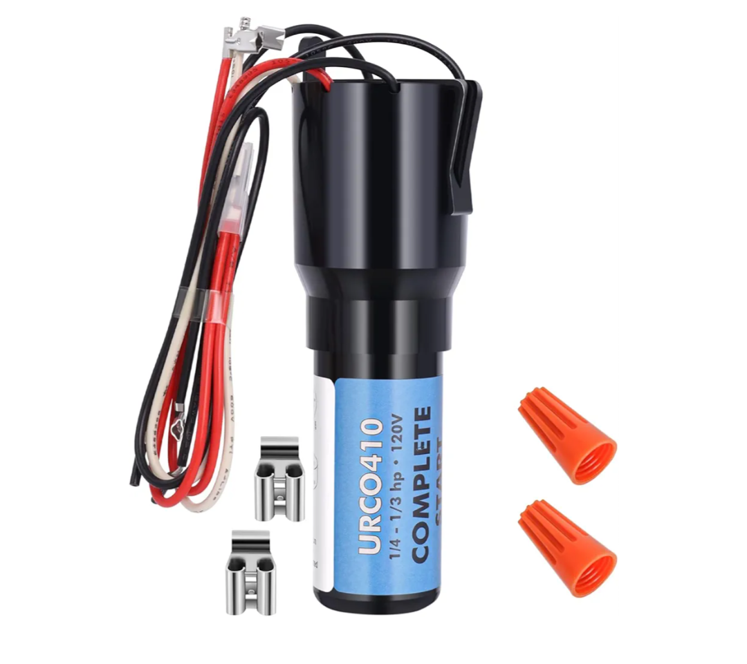 URCO410 3 in 1 Hard Start Kit Compatible with Refrigerators and Freezers, 115V AC Solid State Relay Overload Protection for 1/4 to 1/3 HP Compressor Hard Start Capacitor