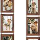 QUTREY 4x6 Picture Frames Collage, 6 Openings Wall Hanging Photo Frame Set of 2 Display 4 by 6 inch Vertical Pictures Frame, Rustic Walnut Brown