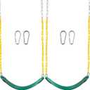 Swing 2 Pack Swings for Swing Set Outdoor Swing for Kids with 66" Chains Carabiners Yellow Plastic Coating, Fits for Backyard Playground Protective Hands,Green
