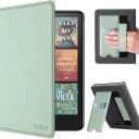 CoBak Case with Stand for Kindle Paperwhite 12th Gen 2024 Released (7") & Kindle Colorsoft Signature Edition - Durable PU Leather Cover with Auto Sleep Wake, Card Slot, Hand Strap Feature, Sage Green