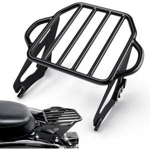PBYMT Detachable Two-Up Luggage Rack Motorcycle Mounting Rack Compatible with Harley Touring Road King Street Electra Glide 2009-Later Gloss Black