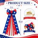 USA 250th Anniversary Ribbon Bow 250 Years 4th of July Decoration Bows Large Red White Blue Star Sash Ribbon Tree Topper for Patriotic Independence Day Indoor Outdoor Door Wall Decor,Flag