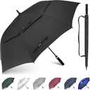 Gonex 54/62/68/72/80 Inch Extra Large Golf Umbrella, Automatic Open Travel Rain Umbrella with Windproof Water Resistant Double Canopy, Oversize Vented Umbrellas for 2-3 Men and UV Protection, Multiple Colors (Black)