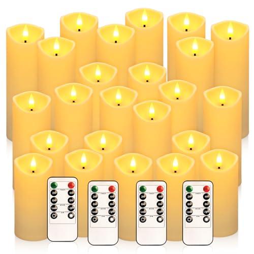YOROXRG 23 Pack Christmas Decoration Flickering Flameless Candles, Battery Operated Candles,LED Candles for Home Decor,Wedding,Halloween,Birthday,Valentine'sDay (D2.2 xH 5" 6" 7" Ivory)