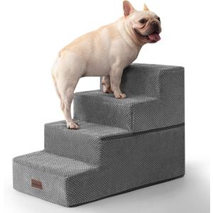 Aodisman Dog Stairs for Bed 18.5" H, 4-Step Dog Steps for Small Dogs and Cats, Indoor Non-Slip Balanced Pet Stairs are Suitable for Puppy, Older Cat,Gery