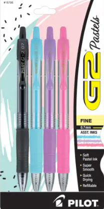Pilot G2 Fine Point Soft Pastel Ink Pens