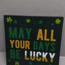 Multicolor "May All Your Days Be Lucky" Light-Up Hanging Sign - 12" x 12" (1 Pc.) - Durable MDF, Festivities Design - Perfect for St. Patrick's Day