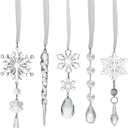 5Pcs Hanging Ornaments for Christmas Chandelier Garland Strands Snowflake Ornament Acrylic Clear Beads Prisms Pendant for Christmas Tree Window Home Decoration