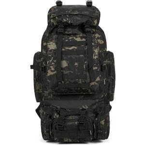 King'sGuard 100L Camping Hiking Backpack Molle Rucksack Military Camping Backpacking Daypack (Blackcp)