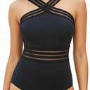 Tempt Me Women Crisscross One Piece Swimsuit Tummy Control Bathing Suit Front Crossover Swimwear (X-Small, Black-1)