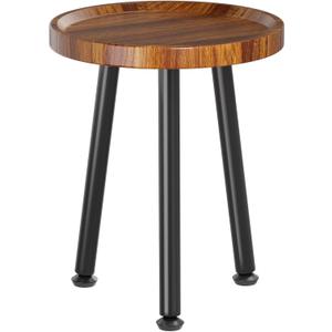 Ekisemio Plant Stand Outdoor Indoor, Mid Century Wood Side Table with Walnut Finish & Raised Edge, Modern Small End Table for Living Room (12.5"x18")