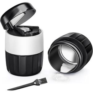 DEPAD 3-in-1 Pill Crusher and Pill Cutter, Pills Crusher Fine Powder with Stainless Steel Grinding Head, Pil Grinder with Storage for Tablets, Cutter Splitter for Small and Tiny Pills (2.2 x 2.2 x 3.2, Black)