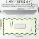 Hahafelt Scalloped Desk Mat Large Scalloped Piping Cute Desk Mat Aesthetic Preppy Table Pad Large Nonslip Pad with Edge Stitching Waterproof Gaming(Green,31.5 x 15.8 Inches)