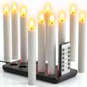 PChero 10 Pcs Rechargeable Flameless Taper Candles with Charging Station, 6.7" LED Candles with Remote & Timer, Battery Operated Flickering Tapered Candlesticks for Window Wedding Christmas Home Decor