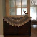 Damanni Beige Cotton Handmade Crochet Lace Tablecloth Doilies Table Overlay,Round,35 Inch