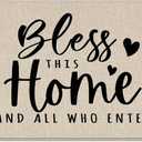 Bless This Home and All Who Enter Decorative Front Door Mat, Farmhouse Welcome Doormat Indoor Outdoor Non-Slip Floor Entryway Rug, Low Profile Rustic Home Kitchen Decoration 17x29 Inches
