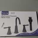 Bathroom Faucets for Sink 3 Hole, Hurran Matte Black Bathroom Sink Faucet with Pop-up Drain and Supply Lines, Stainless Steel Lead-Free Widespread Faucet for Vanity RV Farmhouse Sink