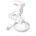 Dual Layer Desk Clamp Power Strip, White Desktop Edge Mount Charging Station with 13 Outlets 4 USB Ports (2 USB C), Under Desk Surge Protector(1700 Joules)