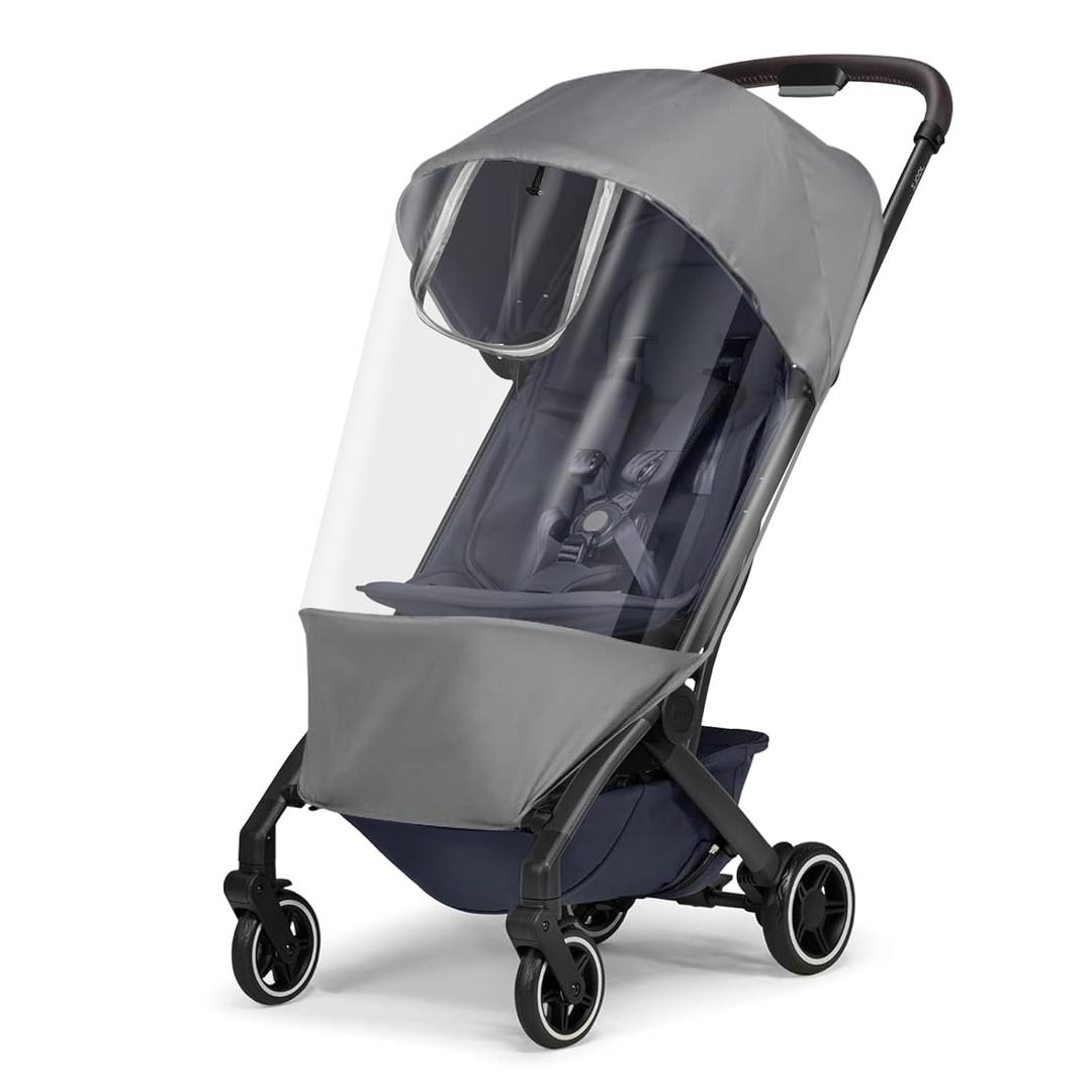 Rain Cover for Joolz AER+ Stroller, Windproof & Waterproof Stroller Weather Shield Accessory, All-Season Baby Travel Protector for Sun, Snow & Dust | Ultra-Clear PVC & Compact Foldable Design, Gre
