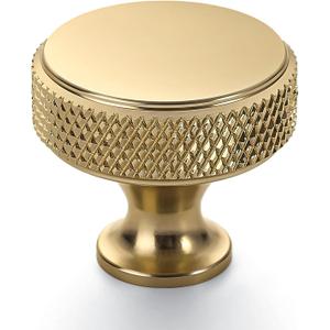 10 Pack Champagne Bronze Knurled Cabinet Knobs for Dresser Drawer Pulls Brass Cupboard Hardware for Cabinets CK0029