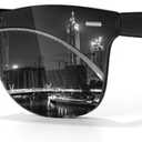LINVO Trendy Polarized Mirrored Sunglasses Men Womens, Flat One Piece Reflective Shades for Driving Fishing UV400 Protection