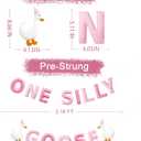 One Silly Goose Birthday Decorations Gradient Pink Felt Handmade Pre-Strung 3d Goose 1st Birthday Banner for Baby Girl First Bday Party Decorations Fireplace Nursery Home Wall Decor