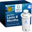 Brita Standard Water Filter for Pitchers and Dispensers, BPA-Free, Reduces Copper, Cadmium and Mercury Impurities, Lasts Two Months or 40 Gallons, Includes 4 Filters for Pitchers