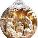 Christmas Ornaments 2025 Faux Stained Glass Effect, Christmas Tree Ornaments Dated, Acrylic Suncatcher Gifts Exchange, Unique Suncatcher Xmas Stocking Stuffers for Women, Men (Nativity Scene)