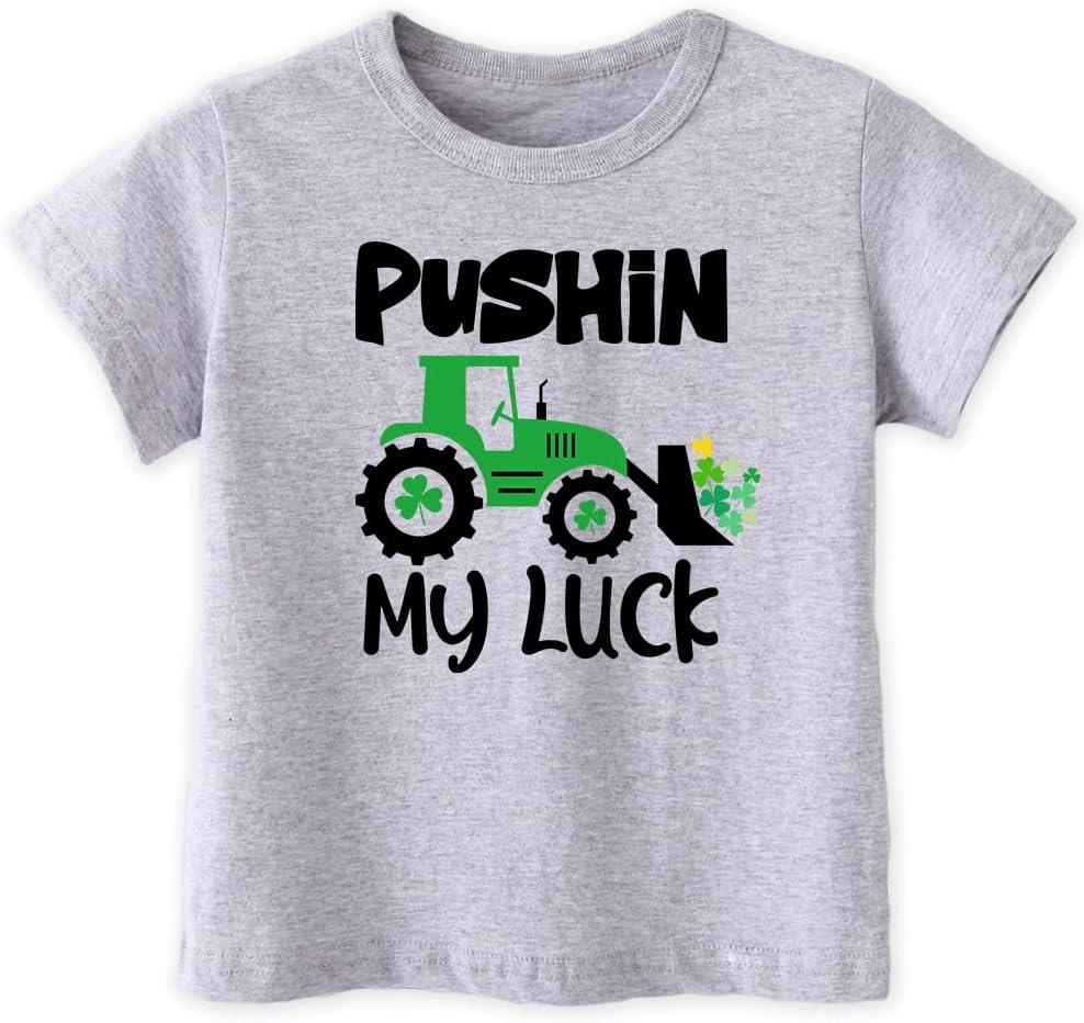 Funny St Patricks Day Shirt for Toddler Boys Girls Kids, Happy Lucky Tee Gnome Irish Shamrock Leprechaun Shark T Shirt,3-6T (Bulldozer)