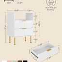 Night Stand,25.7" H Bedside Table with 2-Drawer Shelf,Morden Nightstand with Gold Frame,Fluted Side Table with Gold Frame,End Table for Bedroom,Living Room