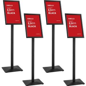 DISPLAYSWORKER 4Pcs Floor Sign Holder, Sign Stand heavy duty pedestal sign floor standing for indoor outdoor 8.5×11 signage display (BLACK, 8.5×11，4 Pack)