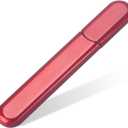 Premium Glass Nail File with Case, Crystal Diamond Salon Best Beauty Nail Buffer for Natural and Acrylic Nails Christmas Gift for Woman and Man,Red