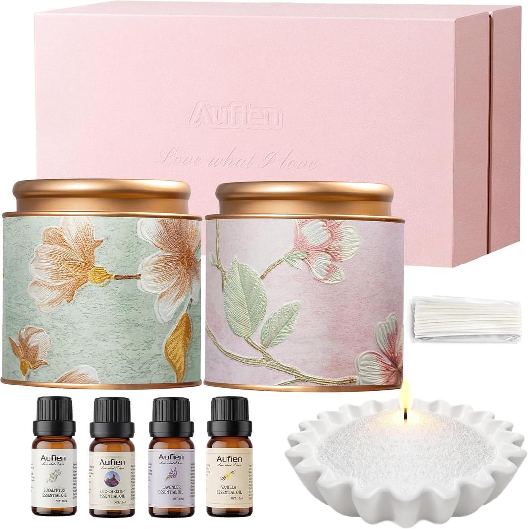 Aufien Candle Sand with Wicks, 16 Oz Pearled Candle, DIY Bead Powder Sand Wax Making kit Refillable Non Toxic for Handmade, Mother's Day Wedding and Halloween Christmas Decorations