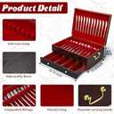 Silverware Storage Box with Pull out Drawer Wooden Anti Tarnish Flatware Storage Chest Large Cutlery Knife Organizer Decorative Case for Utensils(15.75 x 11.81 x 6.3 Inch,2 Layer)