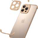 Metal Frameless Phone Case Compatible with iPhone 16 Pro Phone Models Minimalist Bumper Shell (Metal-Coppery Gold)