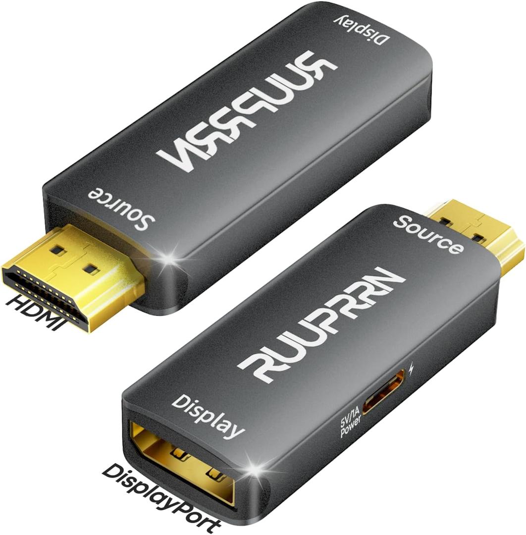 HDMI to DisplayPort Adapter (4K@60Hz,2K/1080P@120Hz) Uni-Directional Active HDMI 2.0 (Source) to DP (1.2) Display Converter,Male to Female Adapter for Monitor,Laptop,AMD,NVIDIA,PS5,Xbox, HDTV, 1 Pack