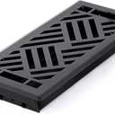 Blulu 1 Pack Floor Register 4" x 10" Black Vent Covers, Heavy Duty Walkable Steel Floor Vent Covers, Diagonal Pattern for Easy Air Flow, Adjustment Damper Rust Proof Finish for Home Decor
