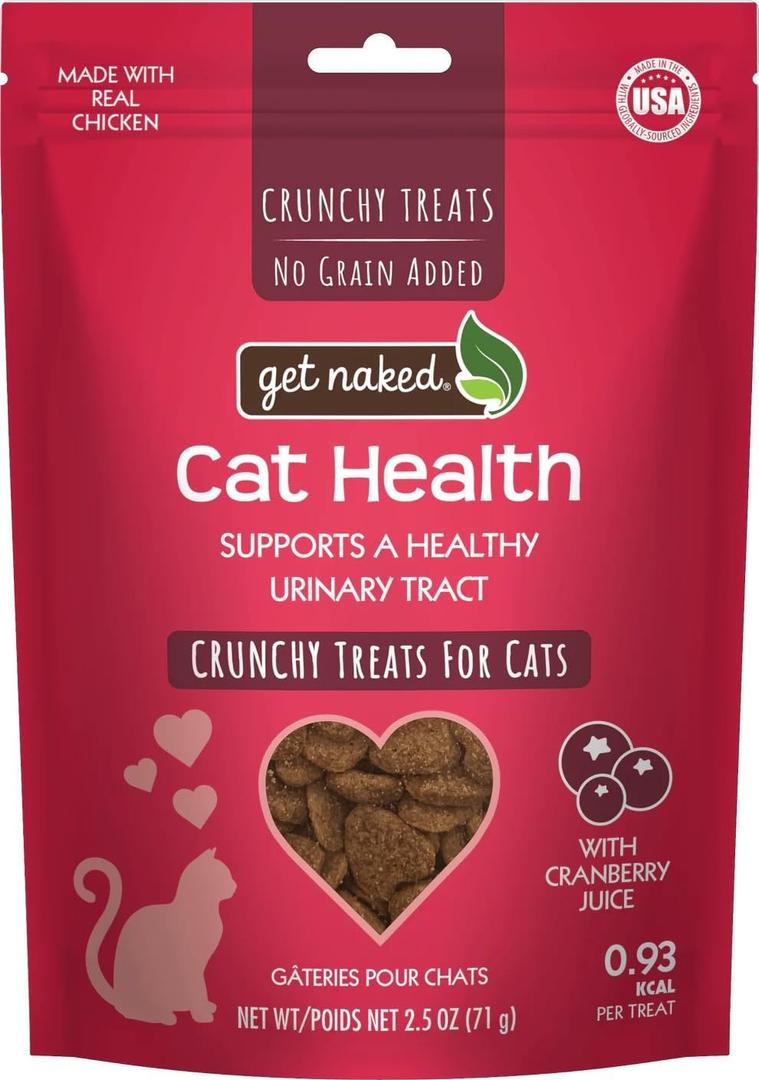 Get Naked Urinary Cat Health Treats with Cranberry & Real Chicken 6oz | Crunchy, Grain-Free, Natural Urinary Tract & Dental Care | Supports UT Support & Fresh Breath | Made in The USA (EXP 07/20/27)