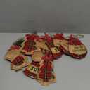 Jetec 12 Pieces Buffalo Plaid Christmas Ornaments Rustic Tartan Burlap Farmhouse Christmas Tree Decors Red Black Buffalo Xmas Tree Ball Plaid Stocking Bell Shaped Hanging Ornaments for Xmas Party