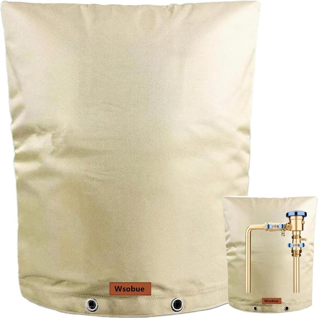 Backflow Preventer Cover Insulated Pouch (5F),Outdoor Pipe Insulation Cover,Winter Well Head Cover Water Well Pump Covers Sprinkler Valve Cover Insulated(Kahki 17" W21" H)