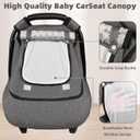 GFU Winter Baby Car Seat Cover Waterproof, Windproof Car Seat Covers for Newborns with Double-Layer Window, Infant Car Seat Canopy for Girls with Minky Dot Backing, Keeps Babies Warm and Cozy, Black